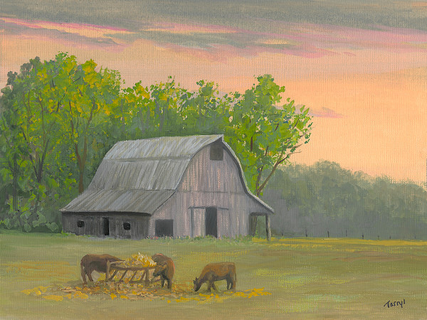 Cows at the Feeder by Tarryl Gabel