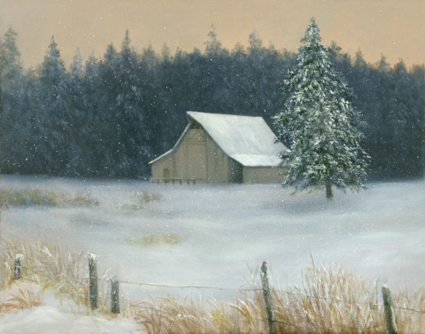 Old Barn in the snow by Tarryl Gabel