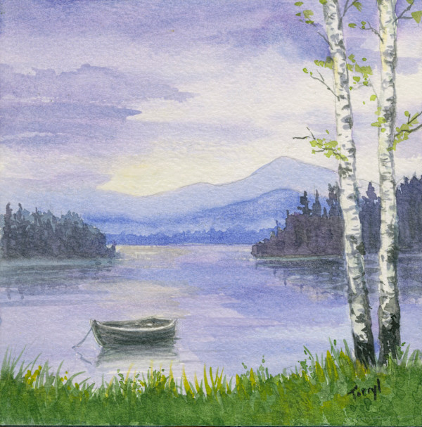 Boat and Birches by Tarryl Gabel