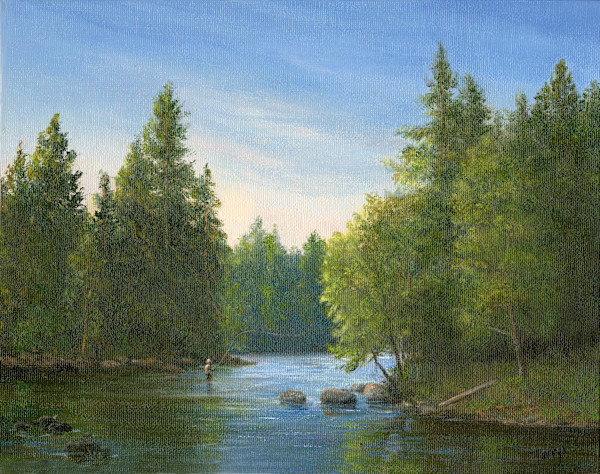 Fly fisherman, Saranac River by Tarryl Gabel, Image 1.