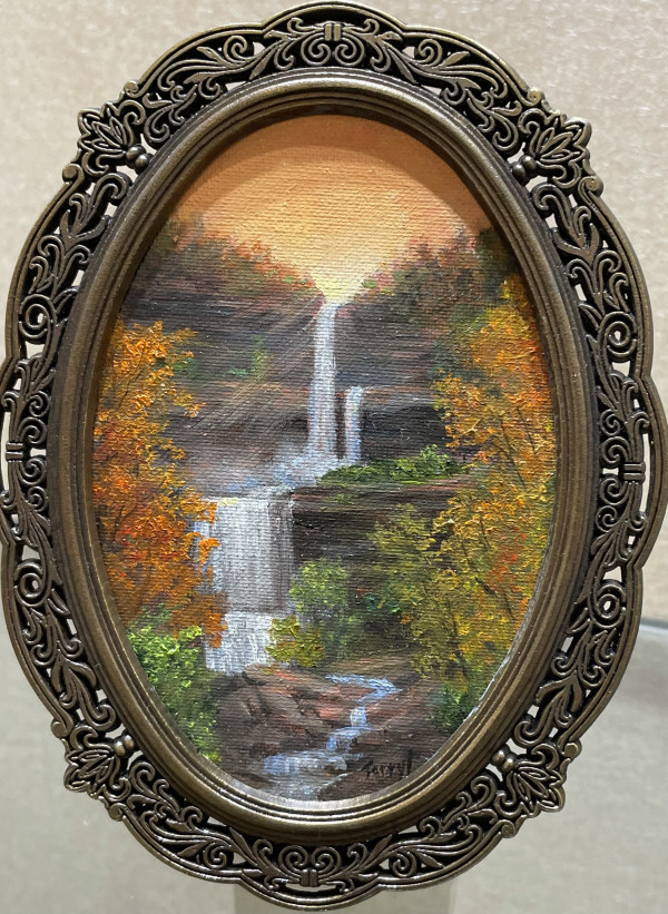 Kaaterskill Falls , mini in antique oval frame by Tarryl Gabel