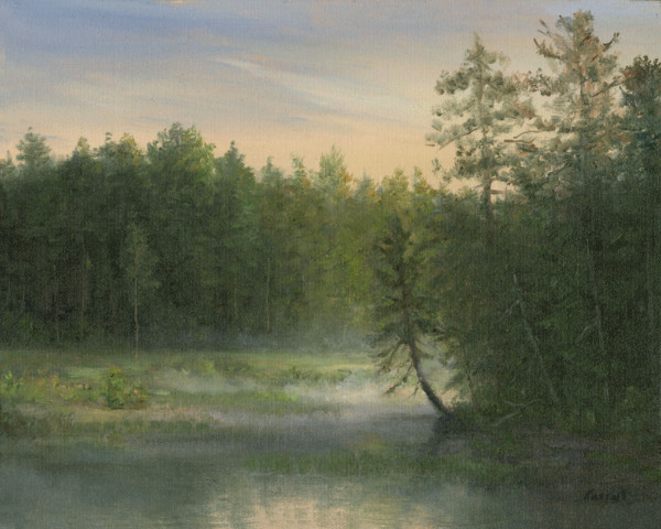Little Leaning Tree, Misty Morning Adirondacks by Tarryl Gabel