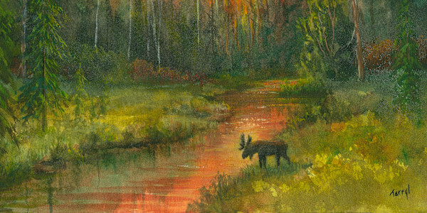 Moose along the stream by Tarryl Gabel