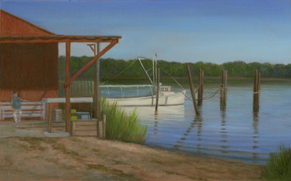 Morning light over the oyster boat -  Johnson & Sons Seafood by Tarryl Gabel