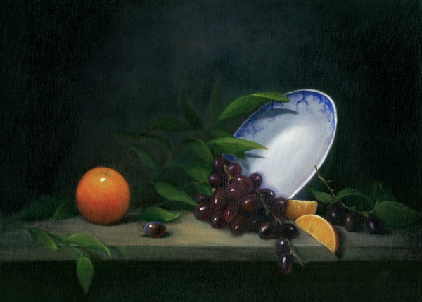 Oranges, grapes and plate by Tarryl Gabel
