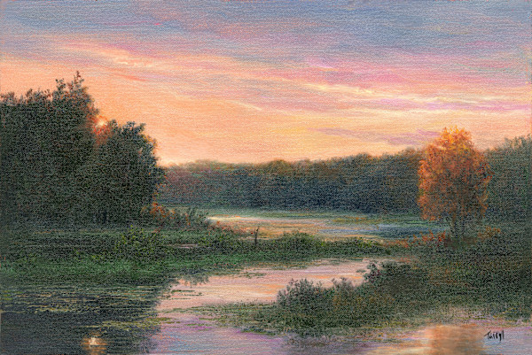 Sunrise - Green Bridge Old Forge by Tarryl Gabel