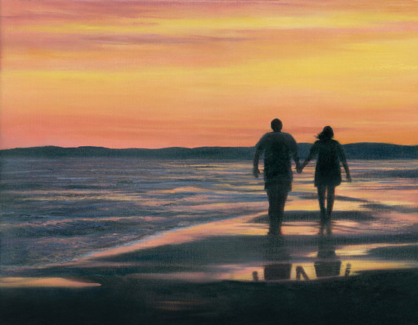 Sunset Walk-couple on the beach by Tarryl Gabel
