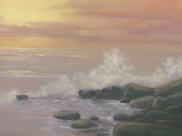 Waves breaking at Sunset by Tarryl Gabel