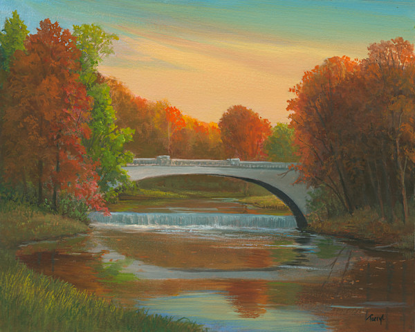 Vibrant fall morning, Vanderbilt Bridge by Tarryl Gabel