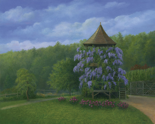 Wisteria in bloom, Summerhouse Mohonk Garden by Tarryl Gabel