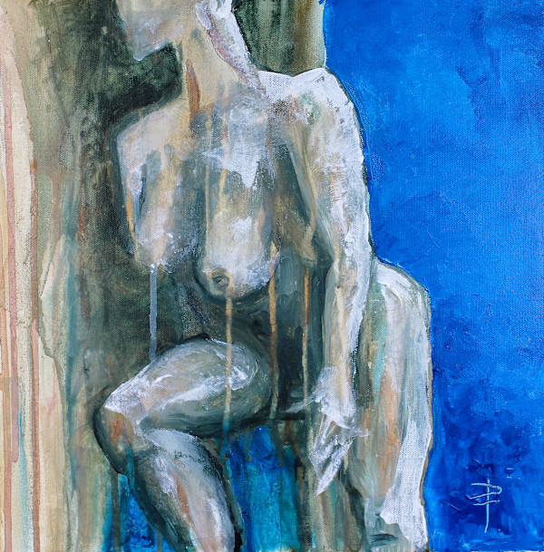 Nude Woman Perched on a Stool by Phoebe Thomasson, Image 1.