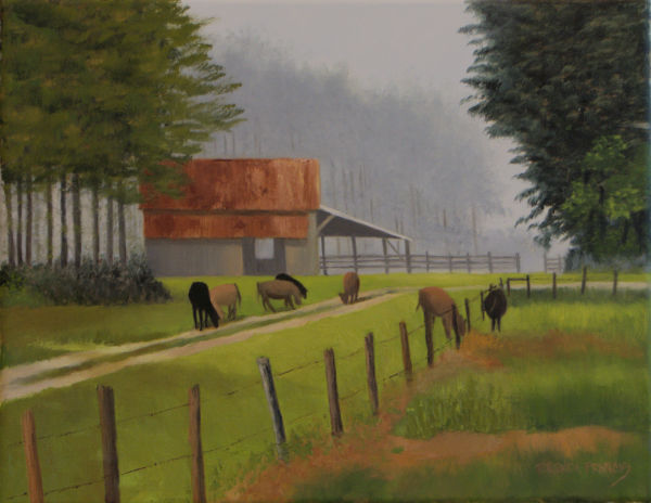 LAZY COWS BY THE BARN by Brenda Francis