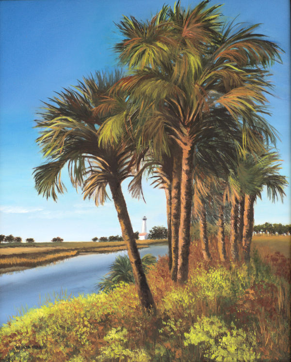 LIGHTHOUSE THROUGH THE PALMS by Brenda Francis