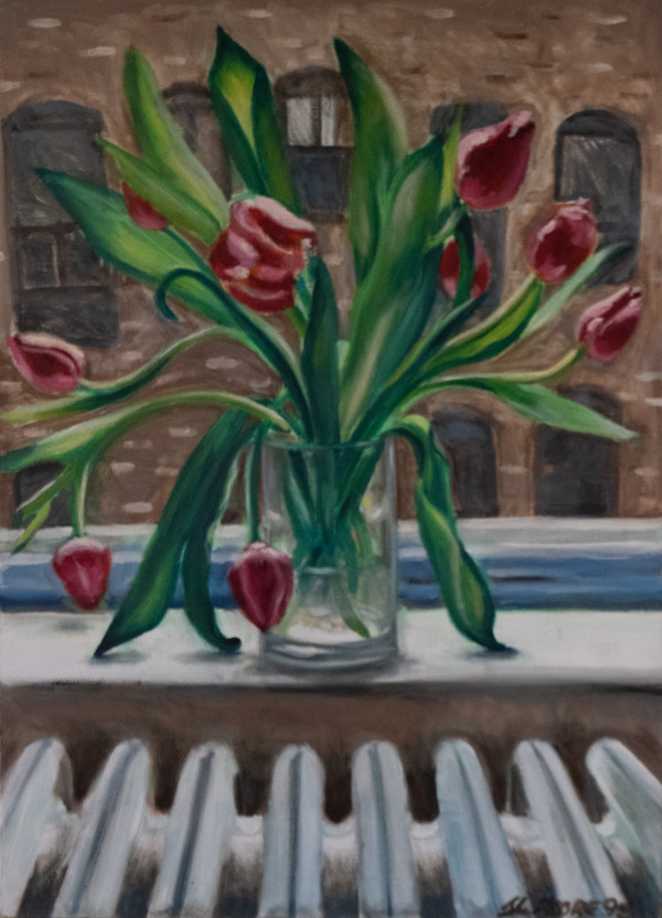 Tulips in Window by Janice L. Moore