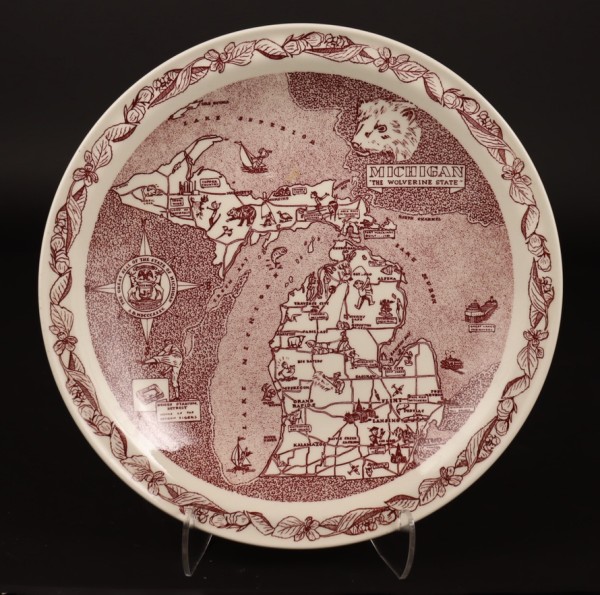 Michigan – Vernon Kilns Earthenware State Plates, ca. 1940s by International Museum of Dinnerware Design