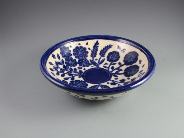 Blue Flower Sgraffito Bowl by Jackie Stasevich