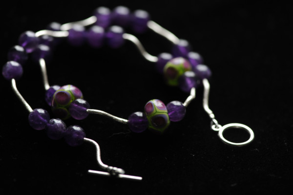 Purple Lampwork Glass Necklace by Marijim Thoene