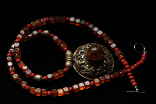 Amber in Silver Necklace by Marijim Thoene