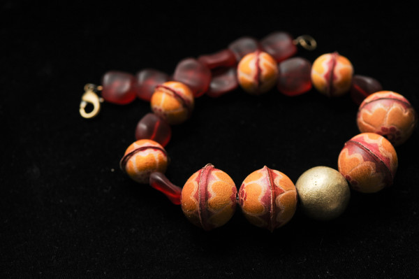Hand-painted Leather Beads Necklace by Marijim Thoene