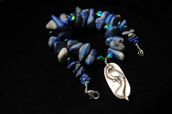 Silver Peacock & Lapis Necklace – India by Marijim Thoene