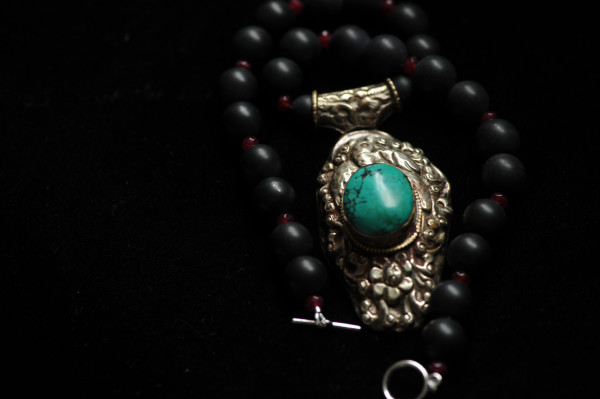 Silver Peacock & Turquoise Necklace by Marijim Thoene
