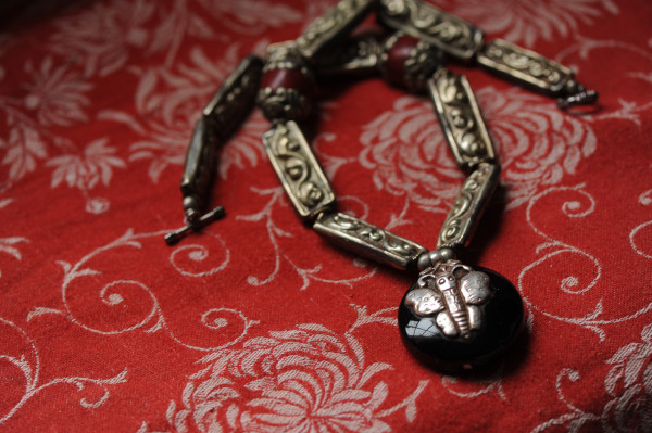 Chinese Moth & Tibetan Silver Necklace by Marijim Thoene