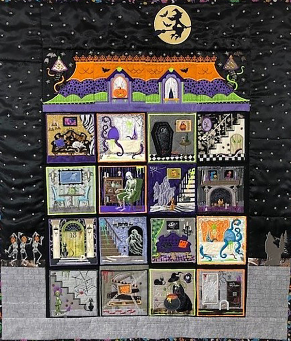 FIBER ARTS WINNER – Poogan’s Haunted Mansion by Jane F. Riebe-Rodgers