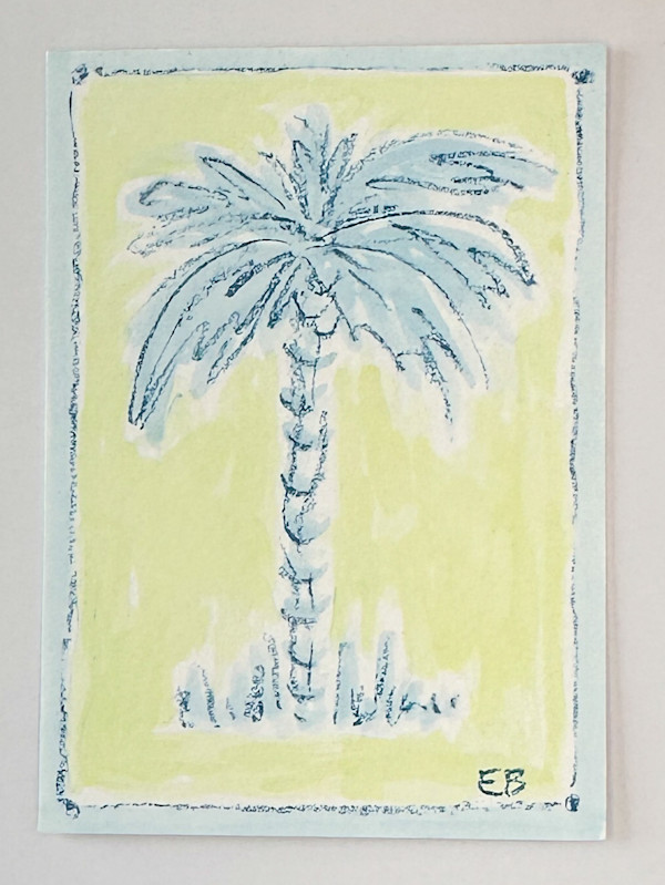 Mini Toile Palm No. 2 (blue/lime) by Elizabeth Bernheisel
