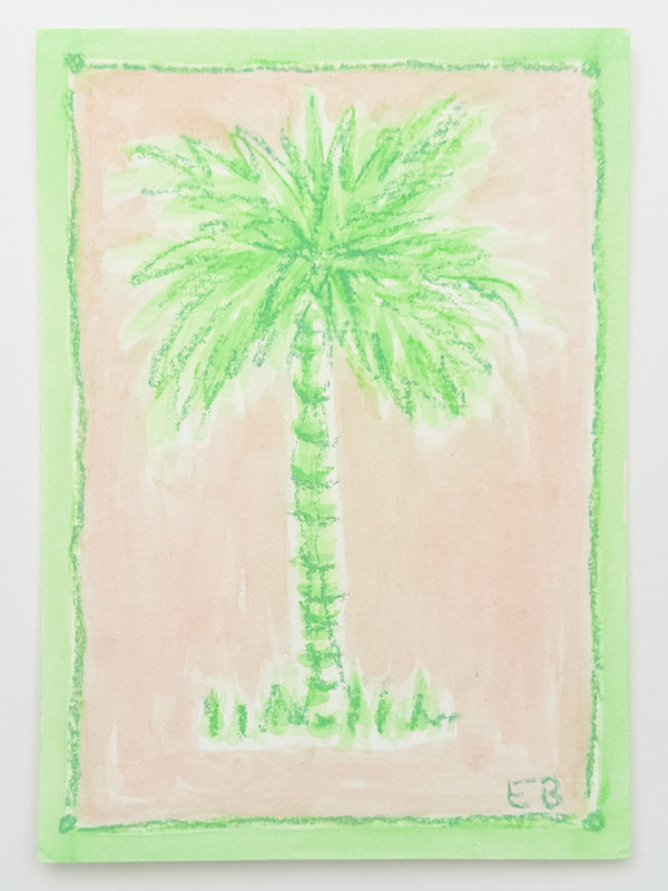 Mini Toile Palm No. 4 (green/pink) by Elizabeth Bernheisel