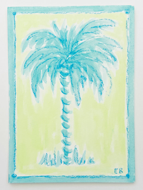 Mini Toile Palm No. 8 (aqua/lime) by Elizabeth Bernheisel