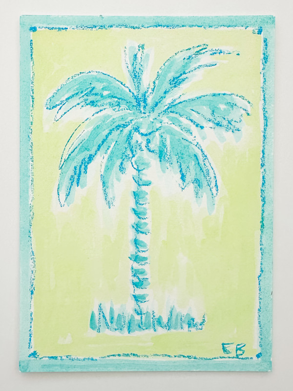 Mini Toile Palm No. 9 (aqua/lime) by Elizabeth Bernheisel
