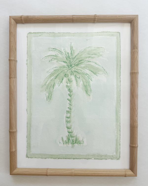 Toile Palm No. 15 (green/pale aqua) by Elizabeth Bernheisel