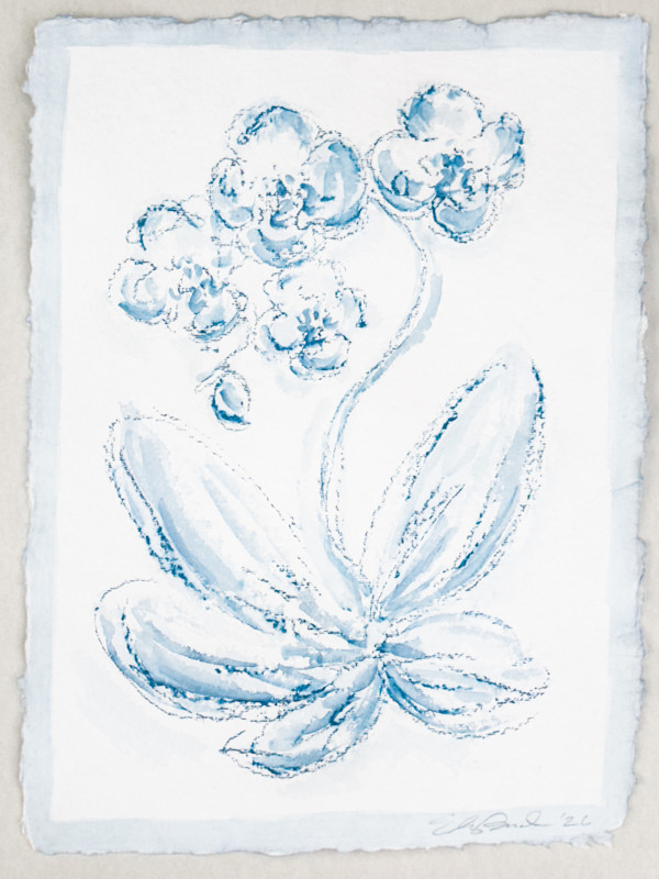 Blue Toile Orchid No. 1 by Elizabeth Bernheisel, Image 1.