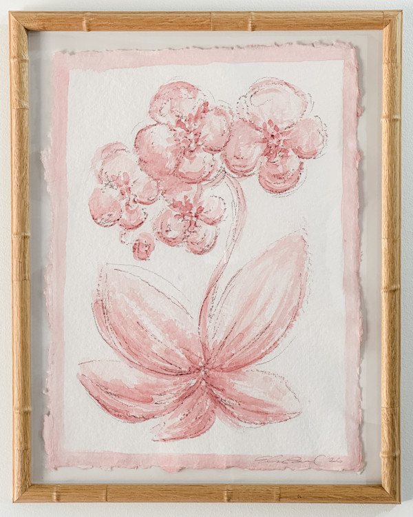Pink Toile Orchid No. 1 Framed by Elizabeth Bernheisel, Image 1.