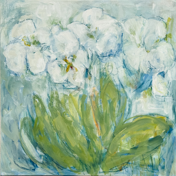 White Orchid Blooms by Elizabeth Bernheisel