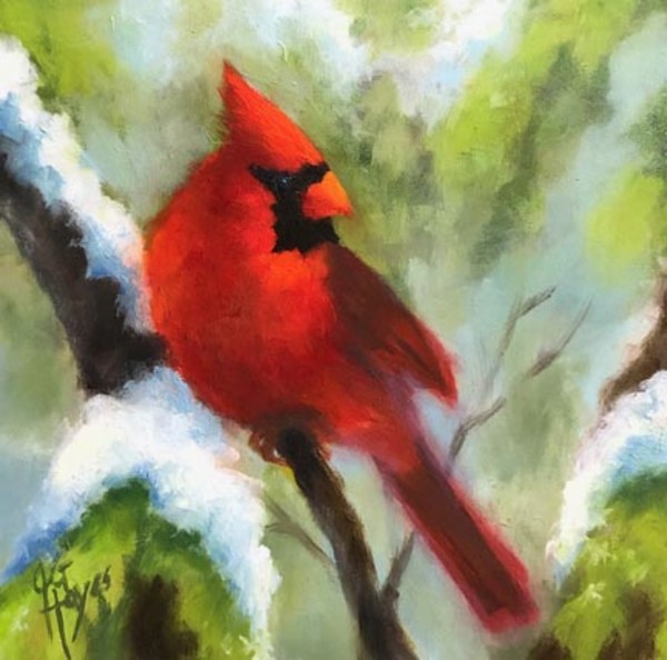 Red Snow Bird by Julie Gowing Hayes