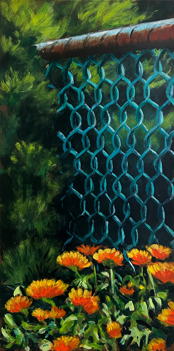Green fence by Nicholas P Aplin