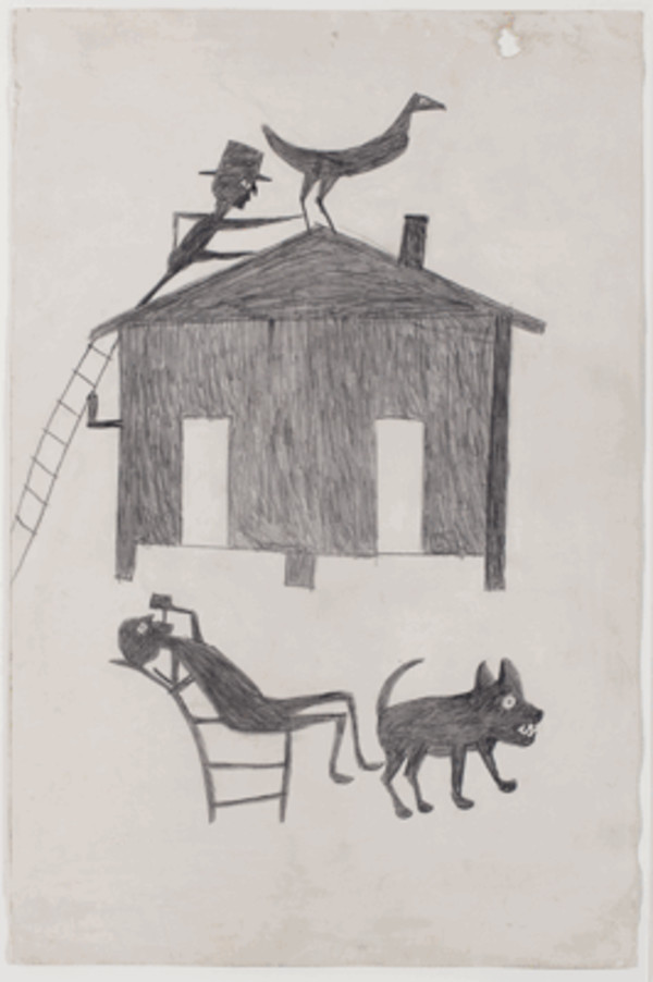 House with Multiple Figures by Bill Traylor