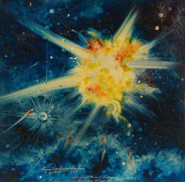 The Grand Mass of Titanium - Voyages Through Space - No. 815.June 27, 1959.  No. 815 by Eugene  Von Bruenchenhein