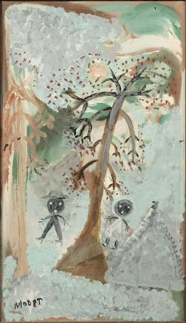 Two Figures & Tree in Landscape by Mose Tolliver