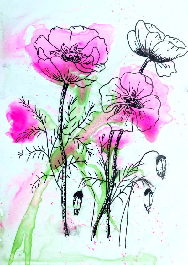 Pink Flowers by Cheryl Dinsdale