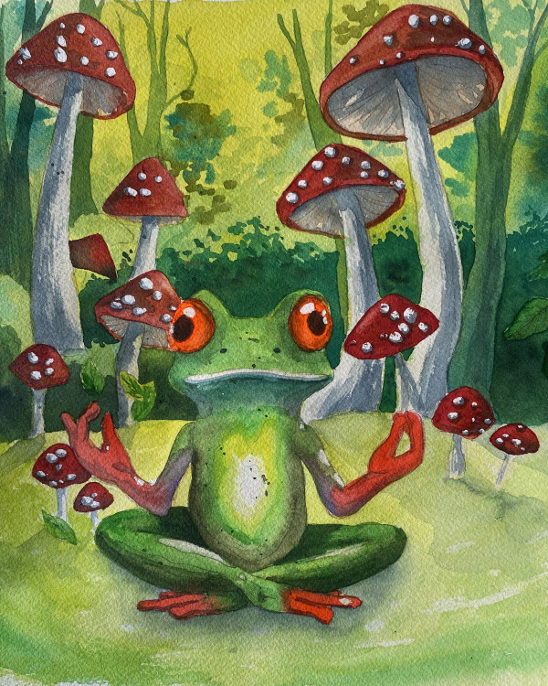Yoga Frog by Cheryl Dinsdale