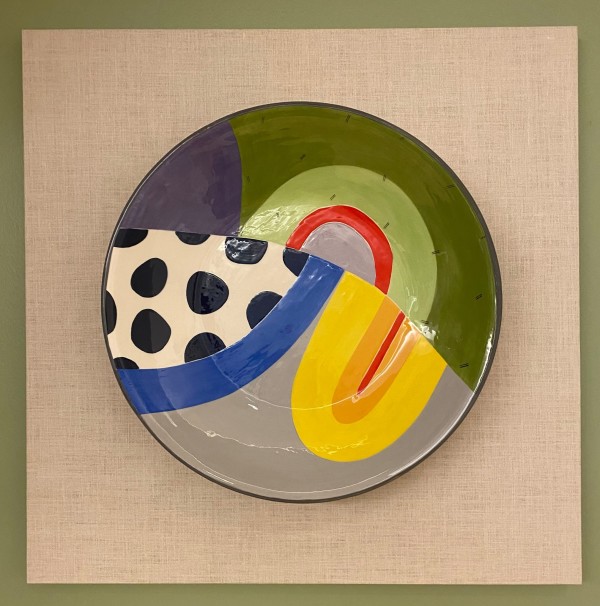 Untitled - Round Bowl with Black Polka Dots by Susan Eslick
