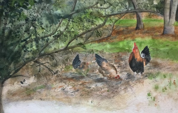 Chickens in the Garden by Rita Prahl