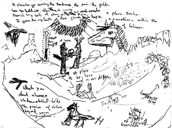 Untitled Sketchbook Drawing w/ Horse Head and Sun