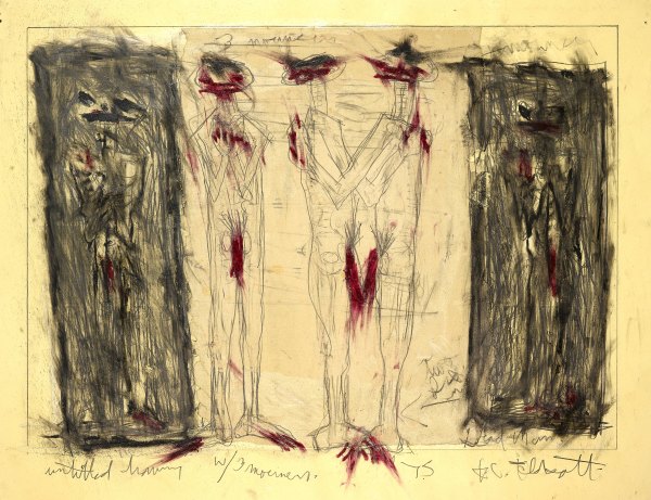 Untitled Drawing w/ 3 Mourners by Feldsott
