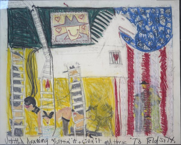 Untitled Drawing w/ Gettin + Givin it and Horse by Feldsott
