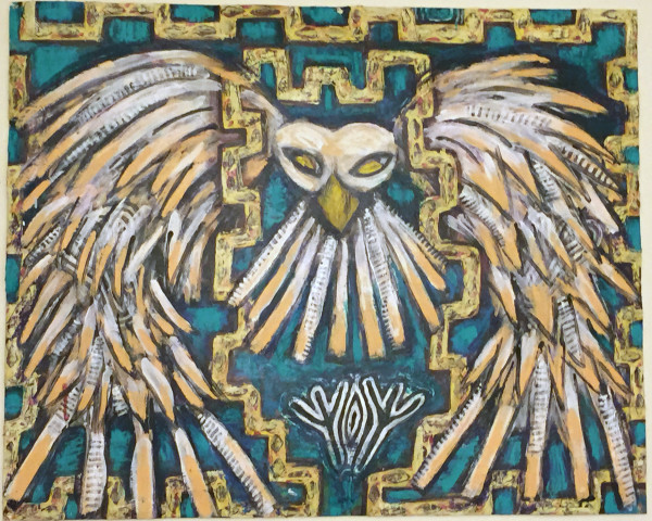 Untitled Painting w/ Bird (Eagle) by Feldsott
