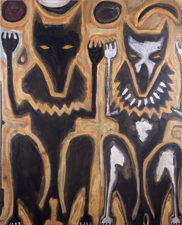 Untitled Painting - Two Wolves by Feldsott