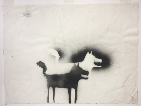 Untitled Stencil w/ Dark Dog, Light Dog by Feldsott